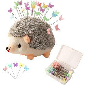 Shaped Pin Cushion Sewing Kit with 100 Colored Pins